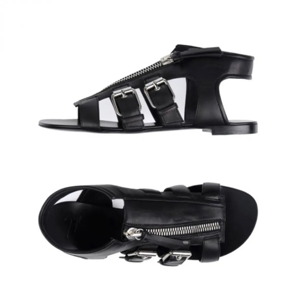 GIUSEPPE ZANOTTI Gladiator Burgundy Leather Buckle Strap Flats Sandals Sz 40 - Picture 7 of 13